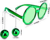 Lunettes de soirée disco Nessiworld avec boucles d'oreilles boule de couleur verte